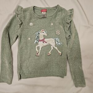 Zunie Green Sweater with Horse Design
